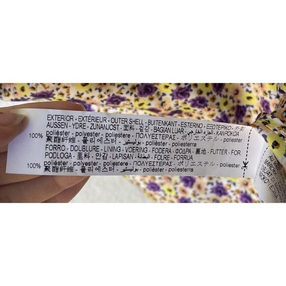 Zara Dress Mini Size S Floral Fairy Feminine Satin Y2K Yellow Purple Feminine - Picture 10 of 10